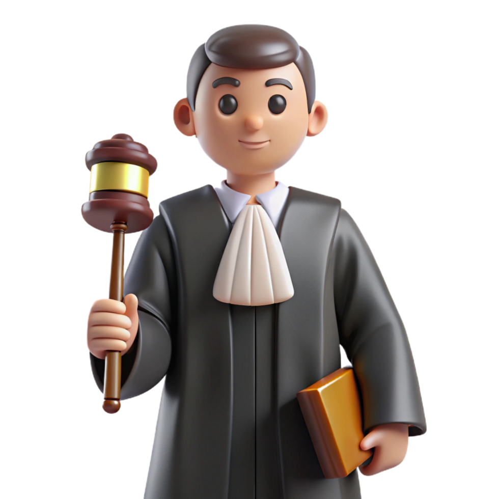 impressive rustic Judge in a robe and gavel, high quality png