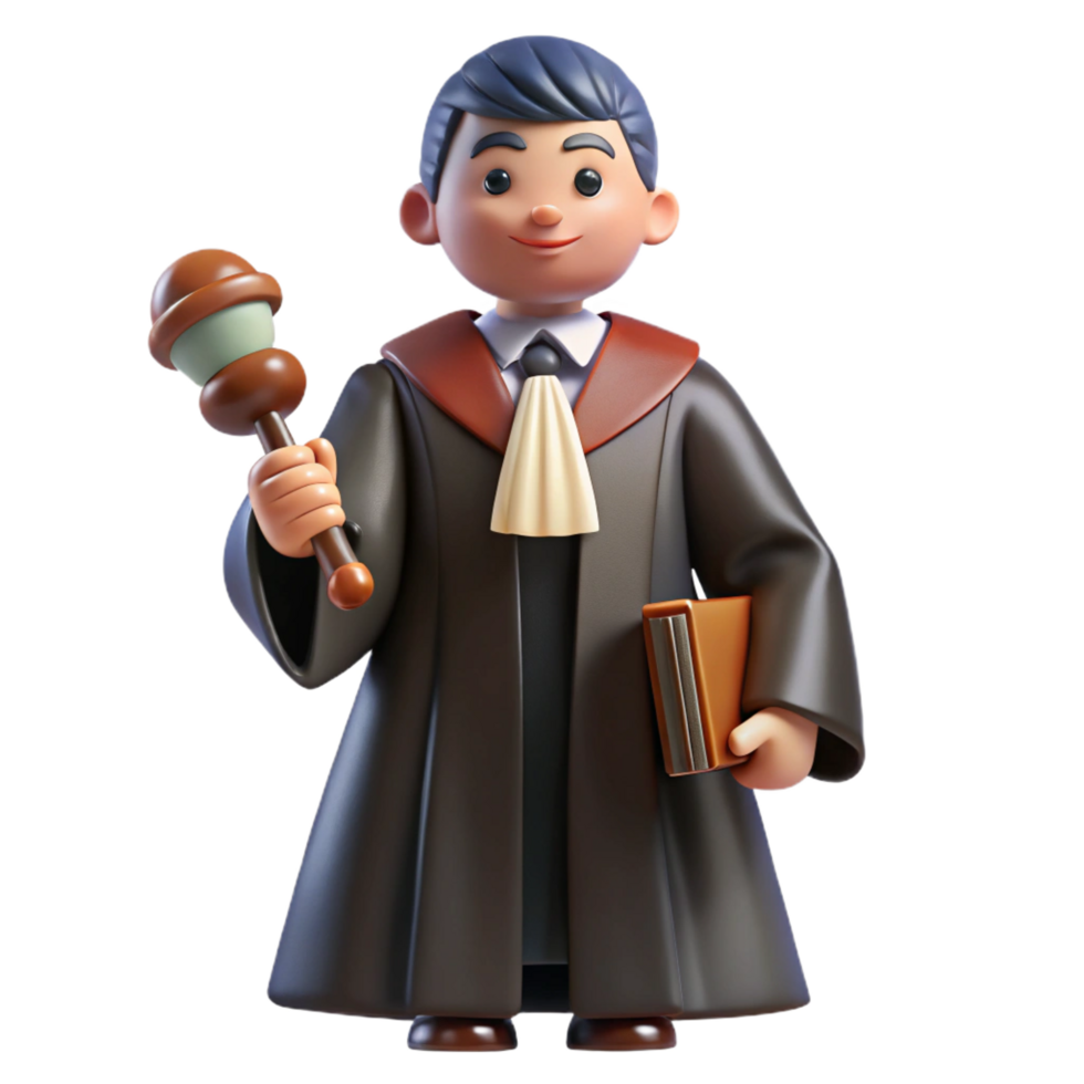 beautiful minimalist Judge in a robe and gavel, exclusive png