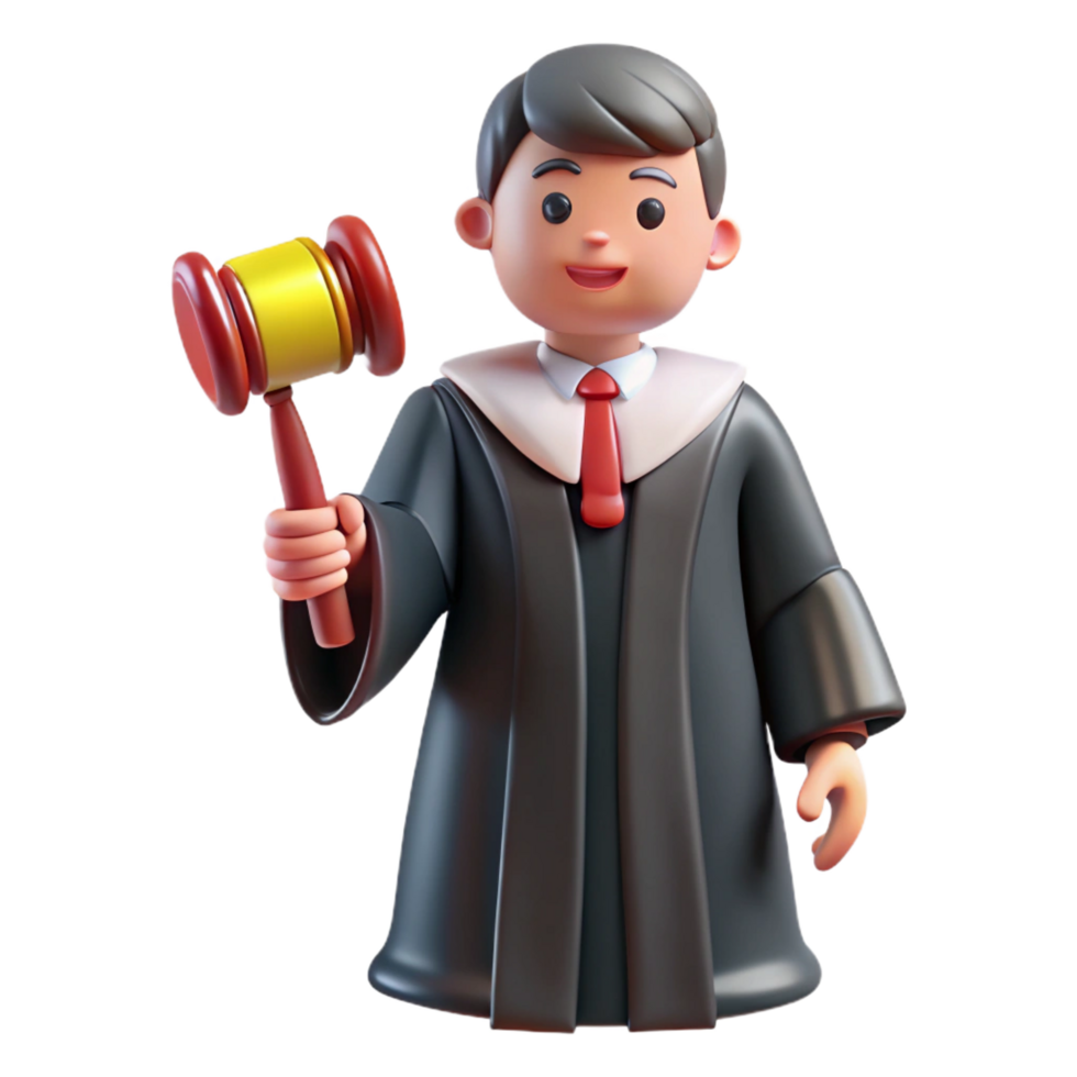 wonderful vintage Judge in a robe and gavel, genuine png