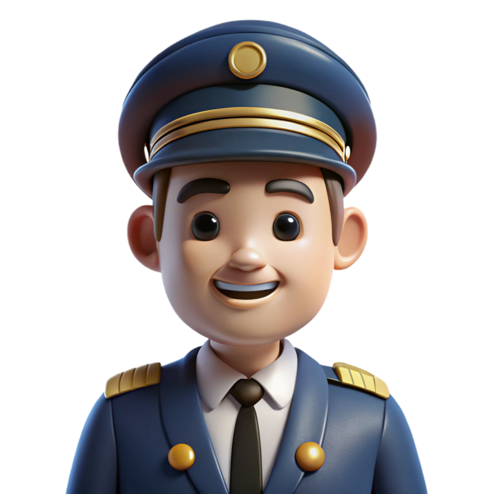 dramatic contemporary Pilot in a uniform, authentic png