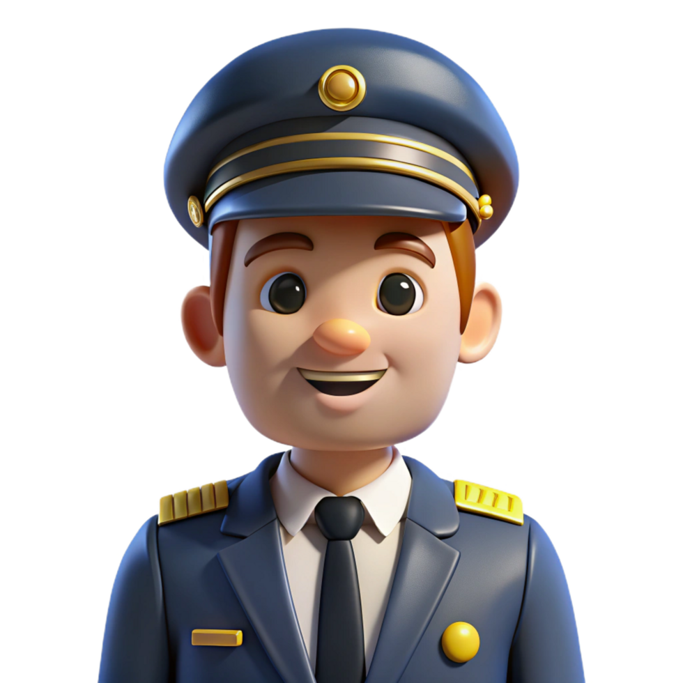 serene artistic Pilot in a uniform, premium png