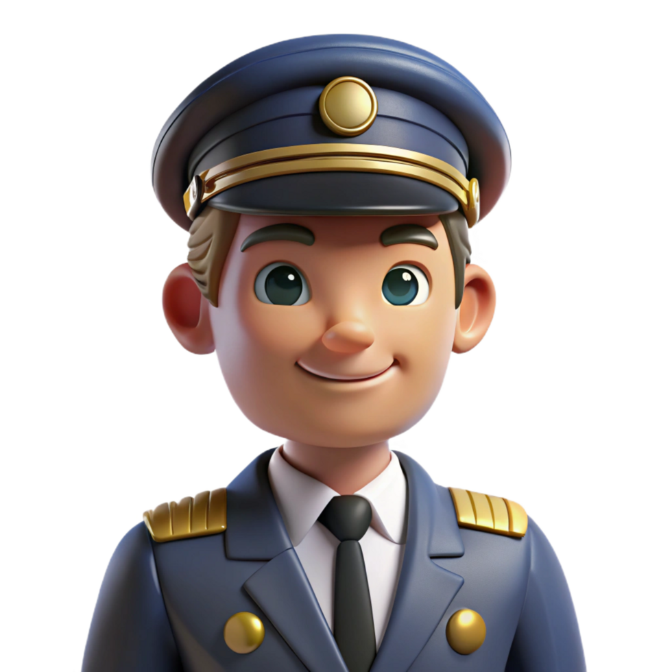beautiful modern Pilot in a uniform, high quality png