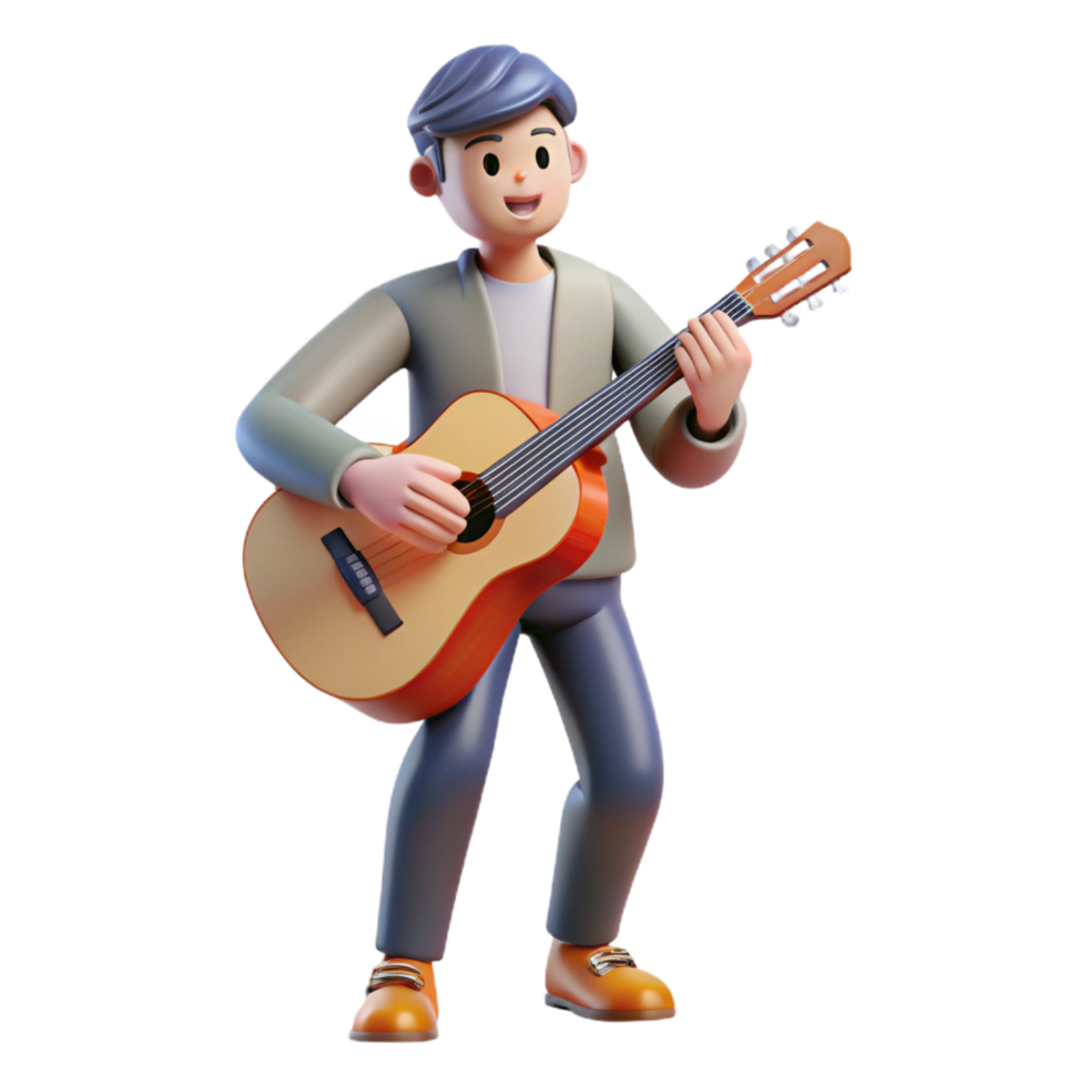 extraordinary vintage Musician playing a guitar, exclusive png