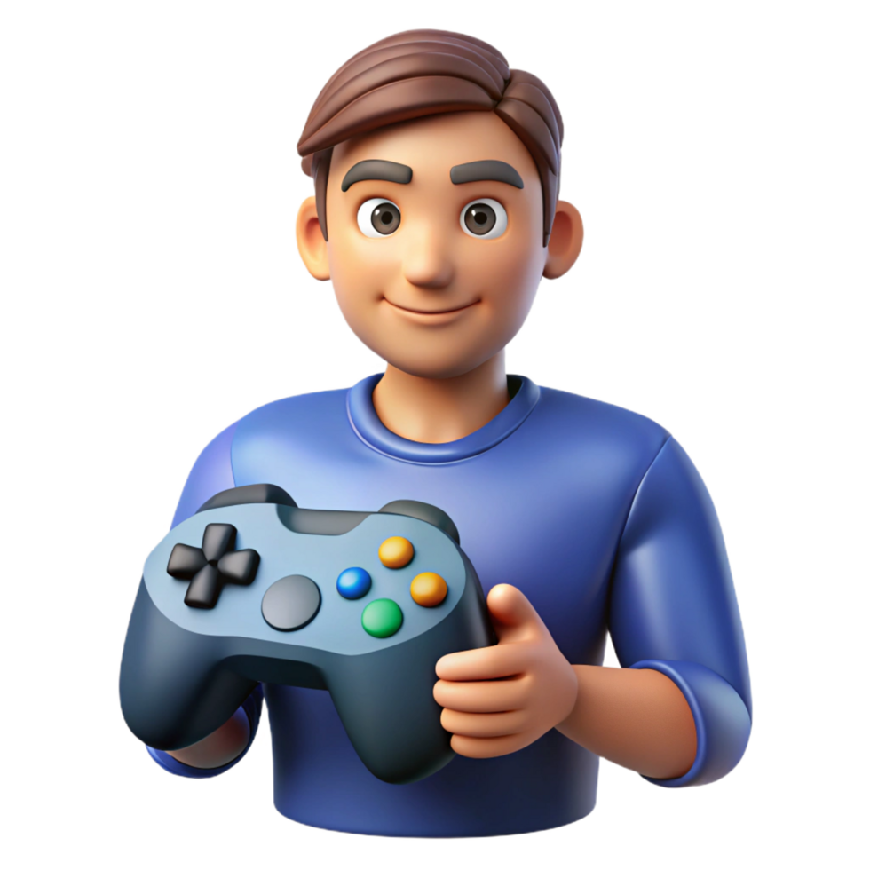 wonderful modern Gamer with a controller, premium png