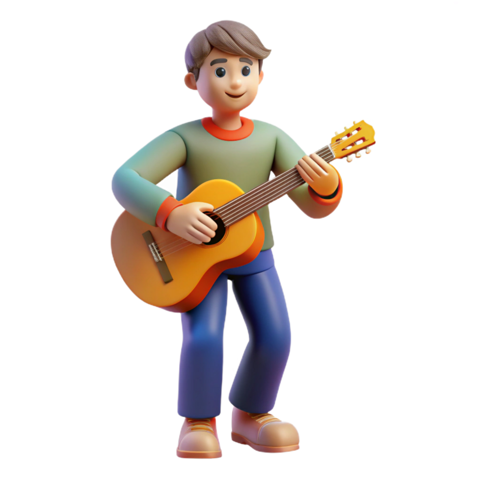 elegant abstract Musician playing a guitar, genuine png