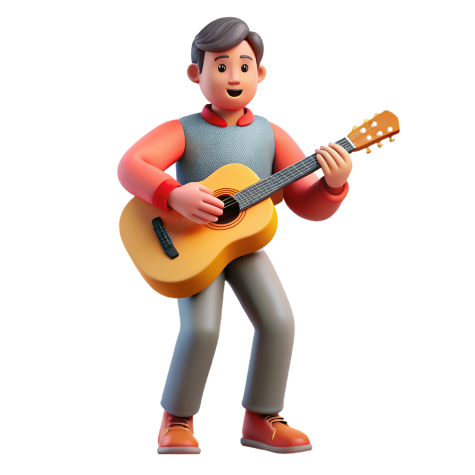 serene vintage Musician playing a guitar, authentic png