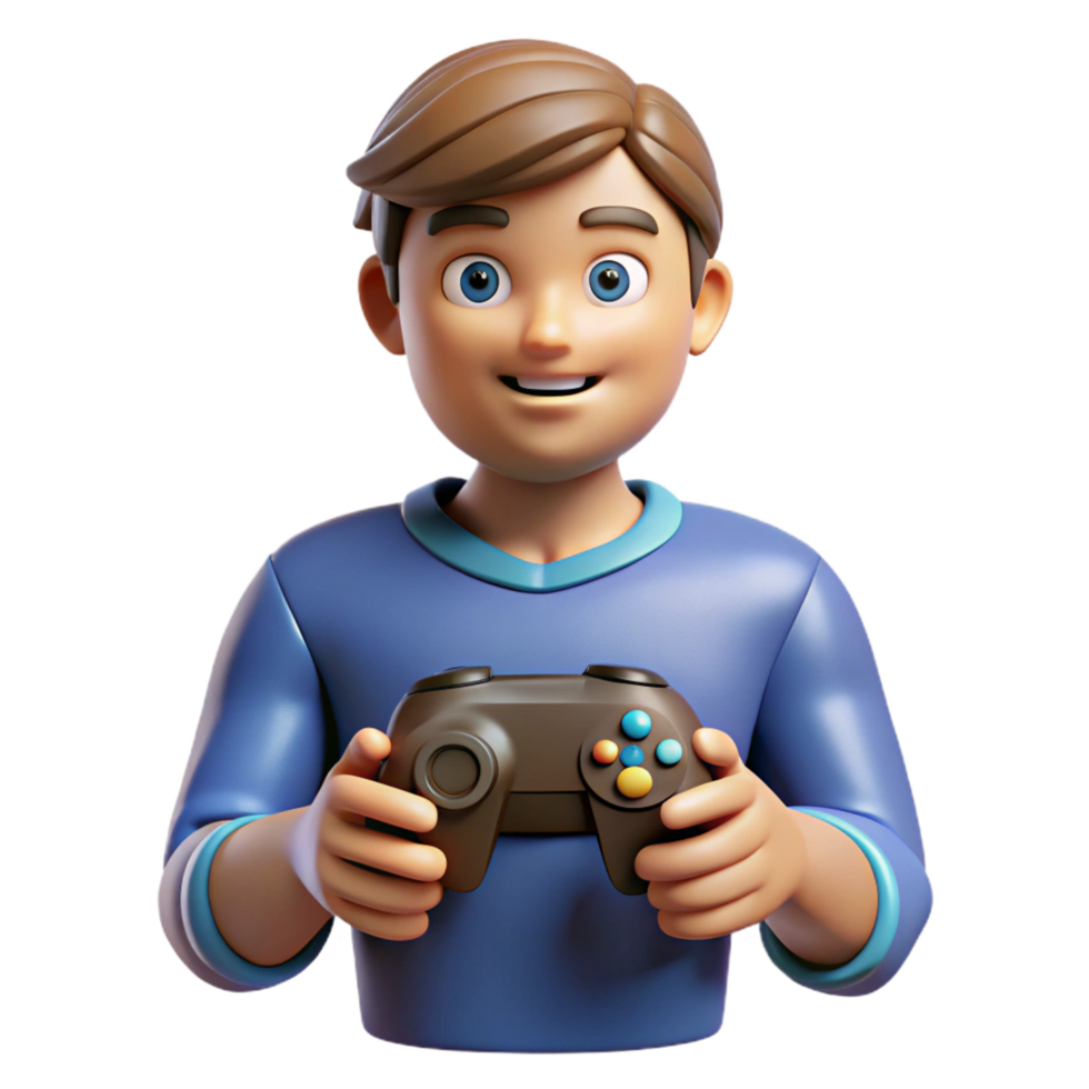 vibrant modern Gamer with a controller, professional png