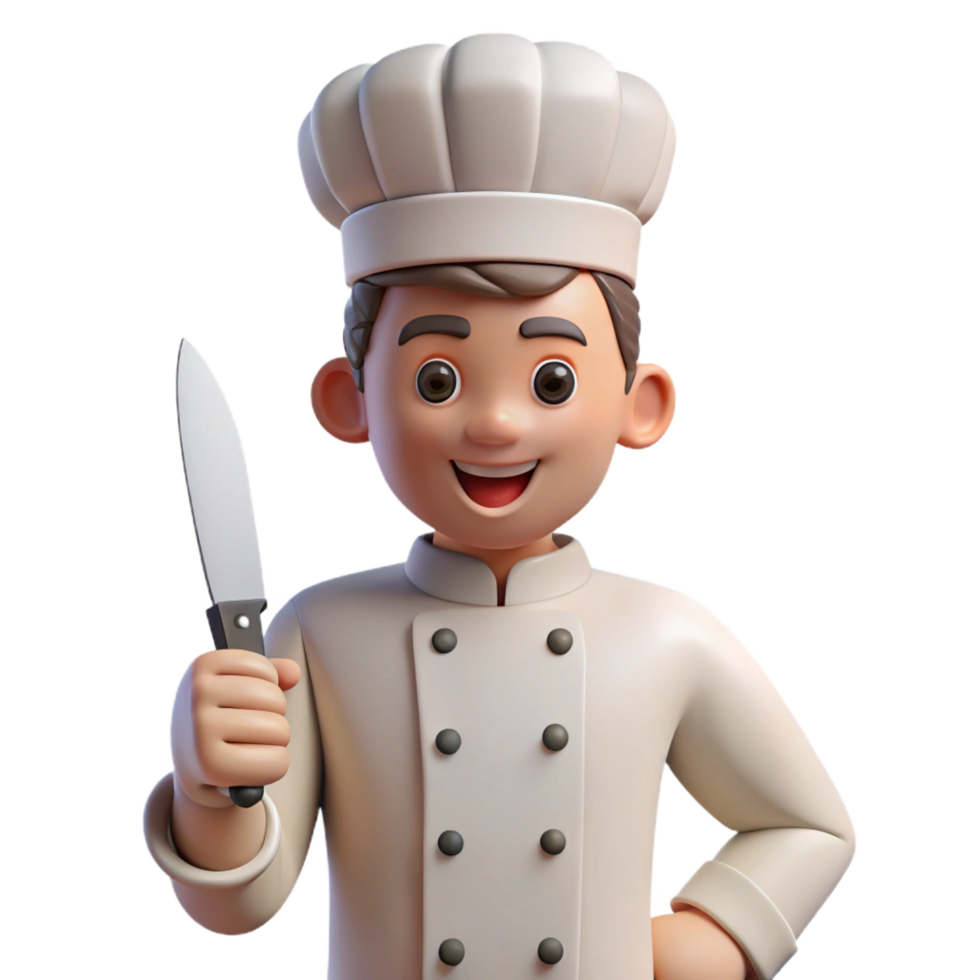 beautiful minimalist Chef holding a knife, high quality png