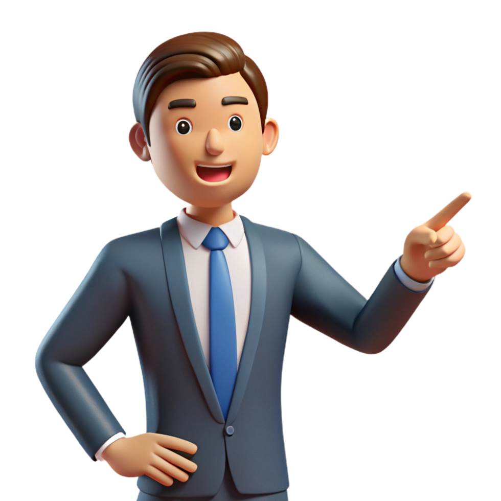 impressive modern Businessman pointing forward, genuine png