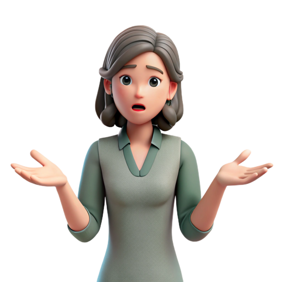 magnificent contemporary Confused woman shrugging her shoulders, high quality png