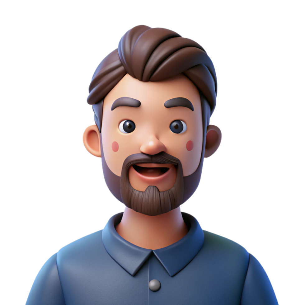 vibrant abstract Man with a beard and mustache, high quality png