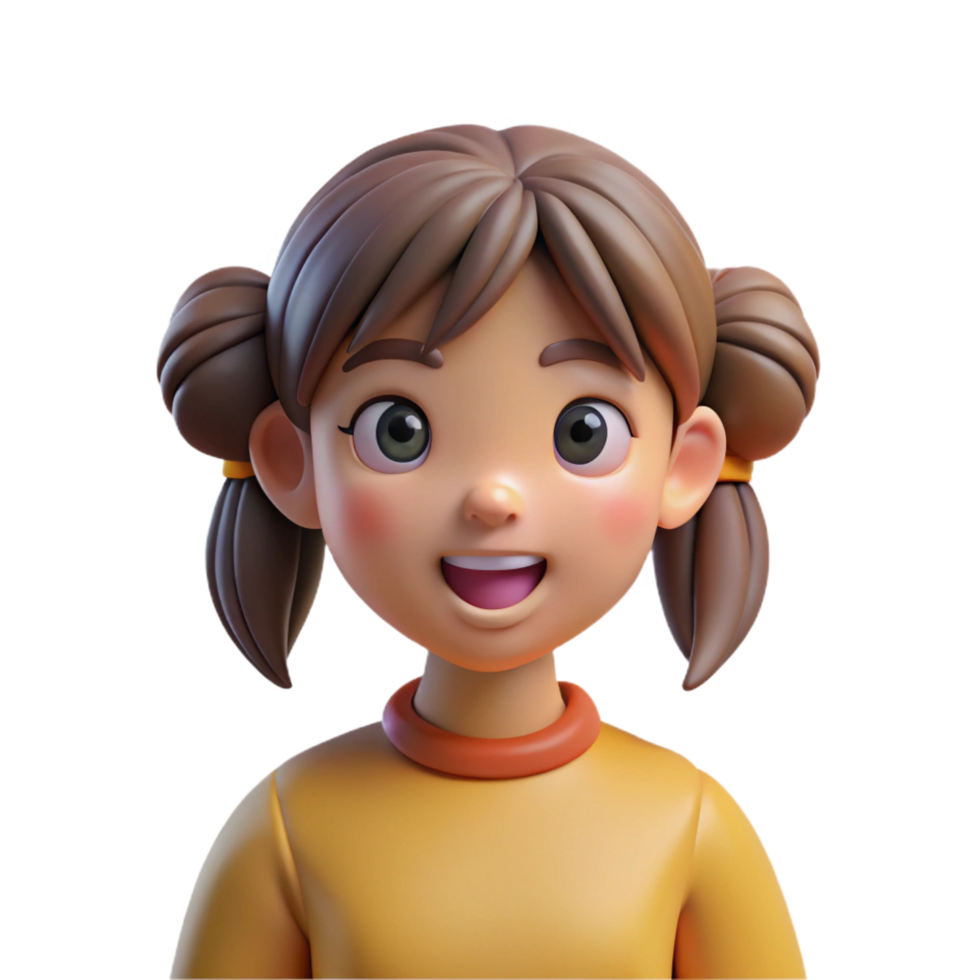 impressive abstract Girl with pigtails, high resolution png