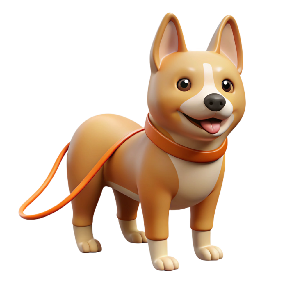 magnificent minimalist Dog with a leash, detailed png