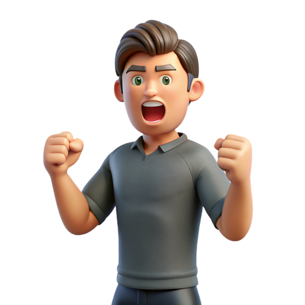 elegant contemporary Angry man clenching his fists, premium png