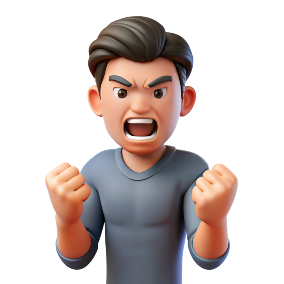 dramatic creative Angry man clenching his fists, detailed png