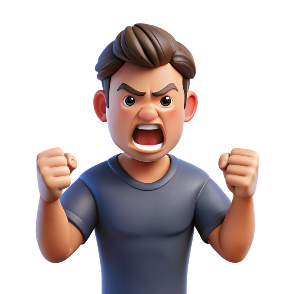 stunning contemporary Angry man clenching his fists, high quality png