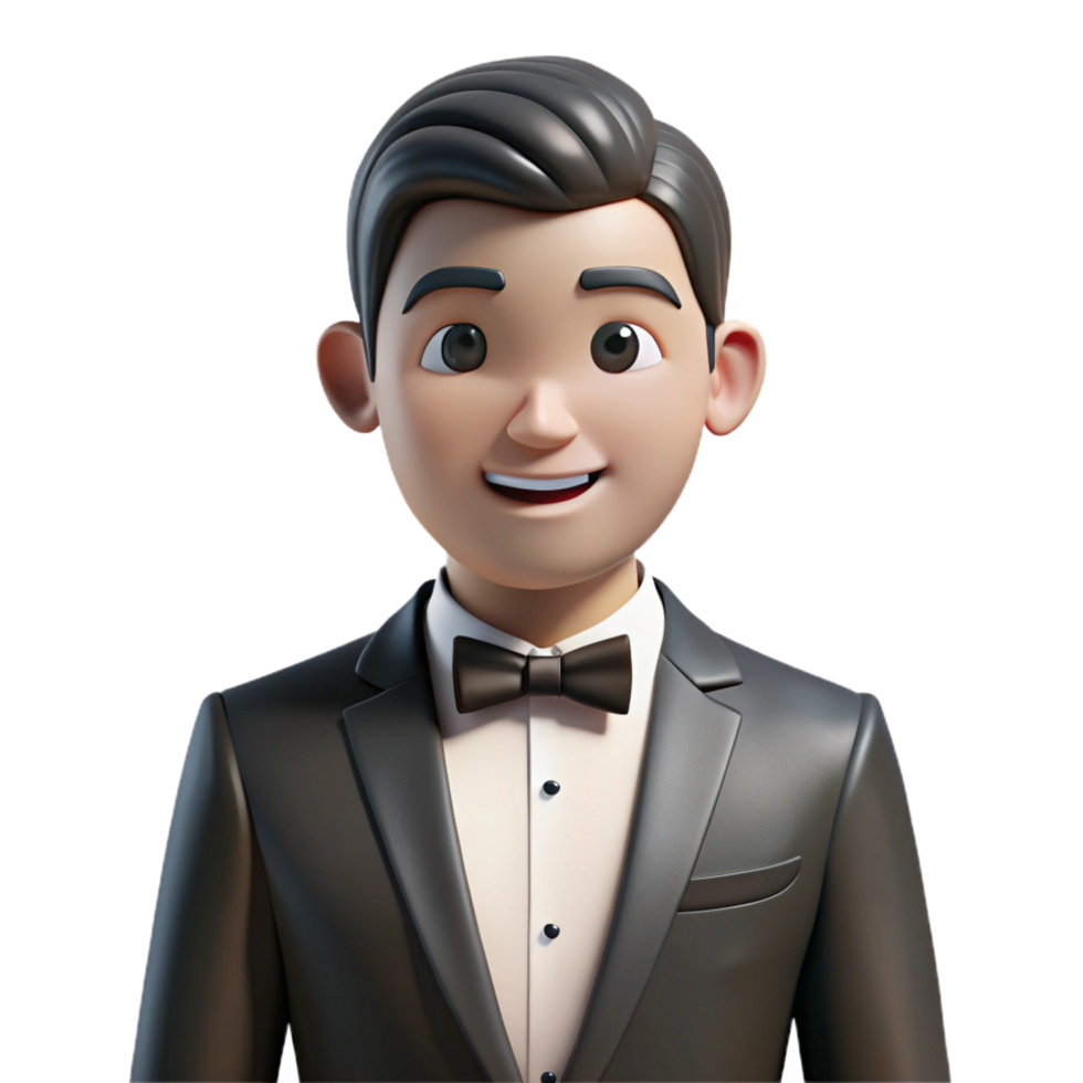 extraordinary abstract Groom in black tuxedo, genuine png