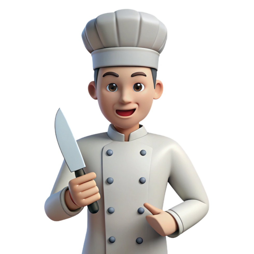 stunning modern Chef in uniform holding a knife, premium png
