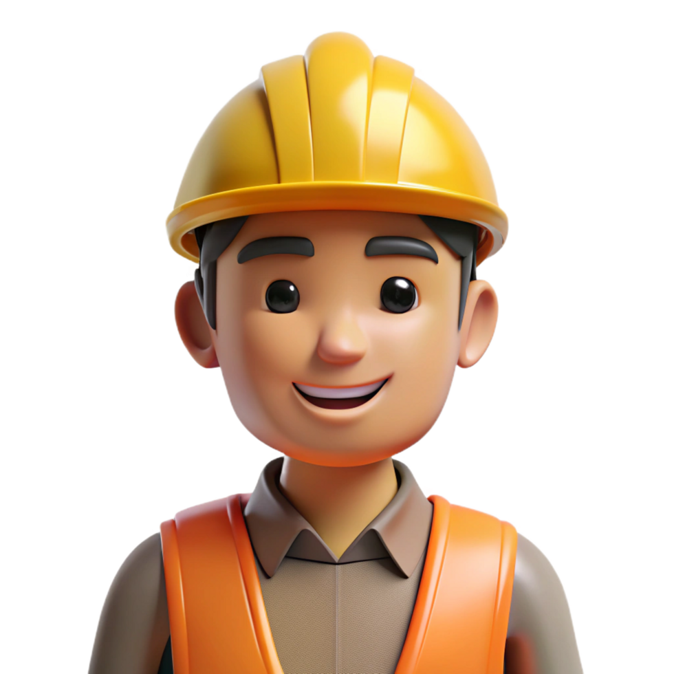 wonderful classic Construction worker in hard hat, authentic png