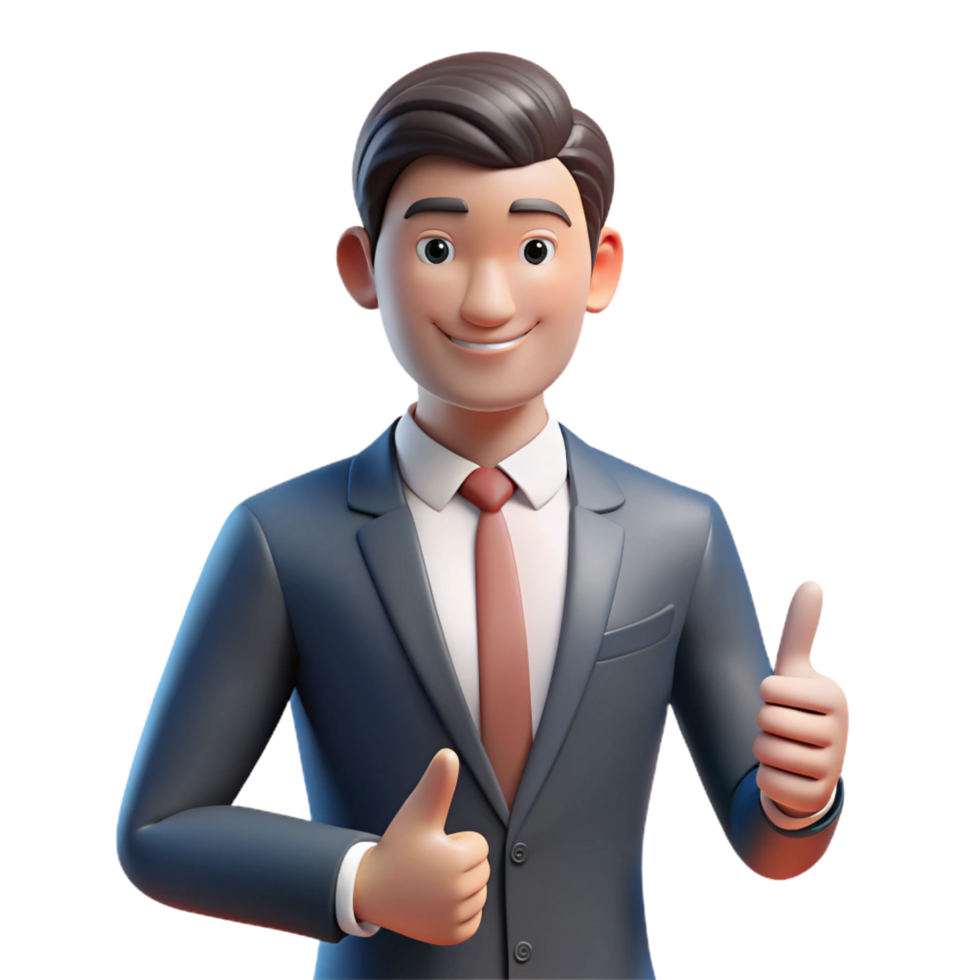 beautiful modern Businessman in suit giving thumbs up, original png