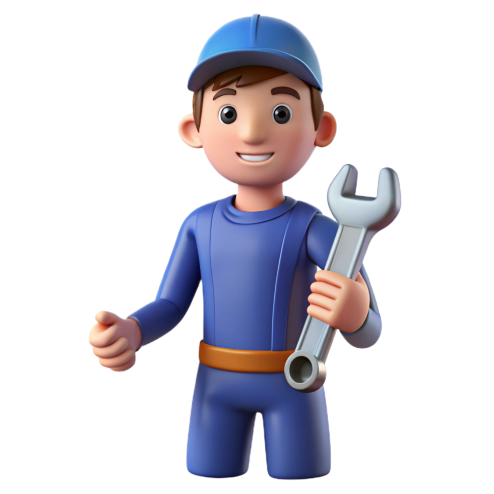 wonderful artistic Mechanic holding a wrench, 4K png