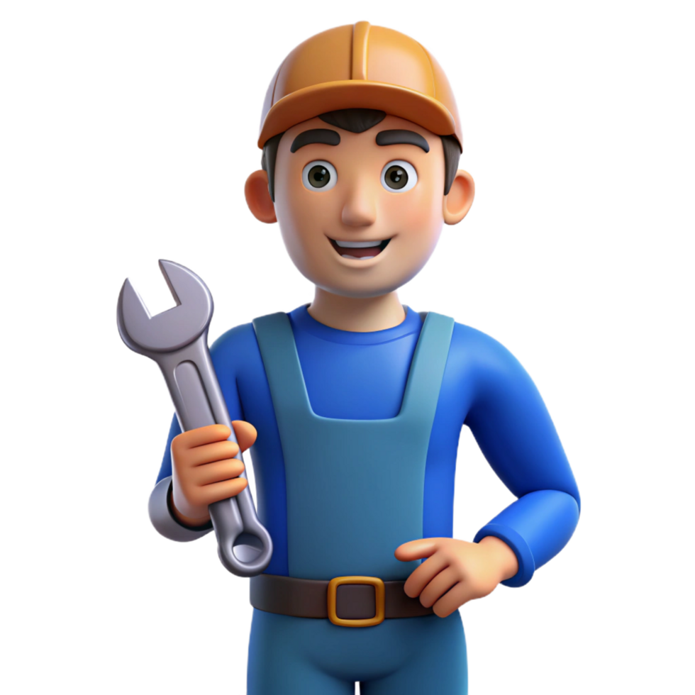 magnificent artistic Mechanic holding a wrench, exclusive png