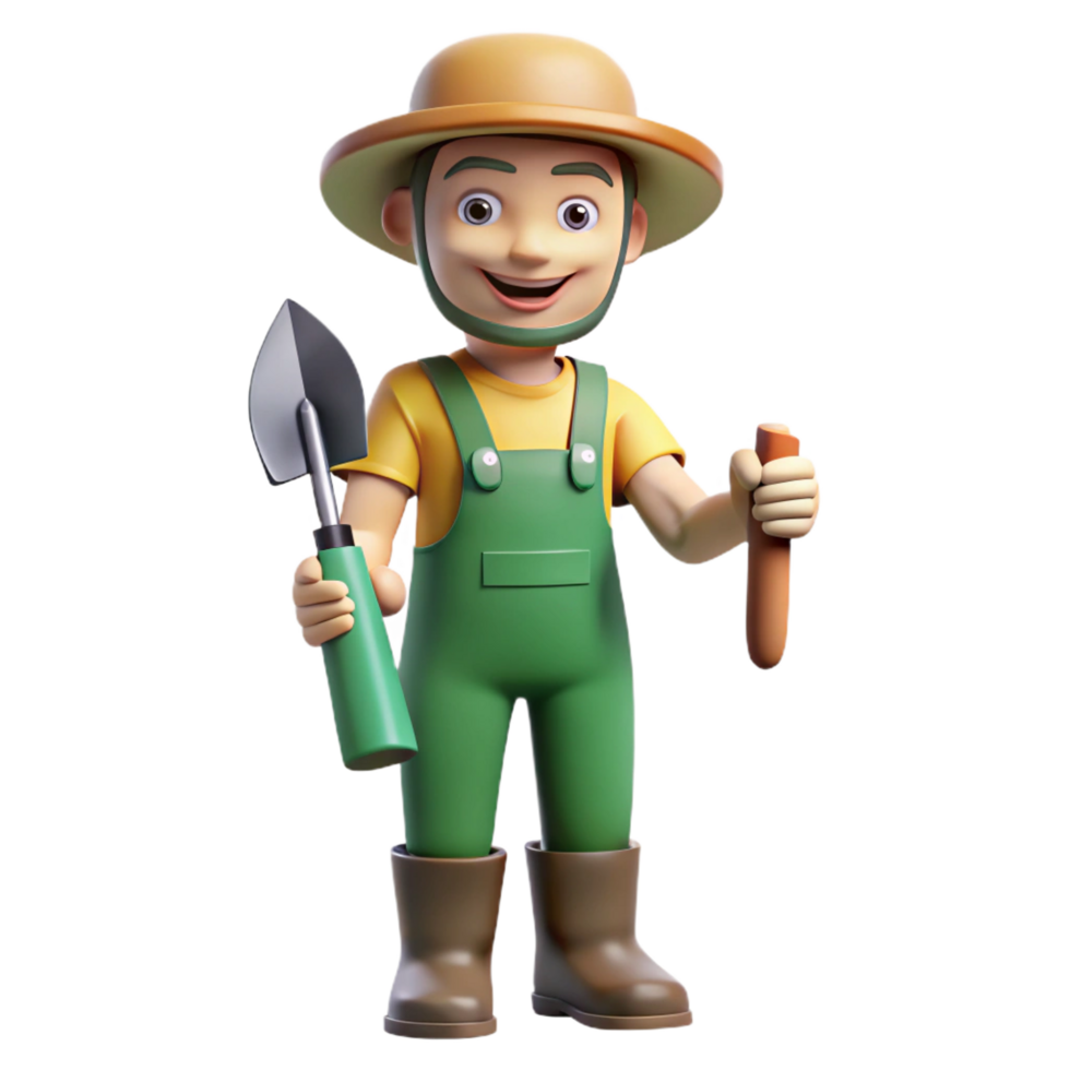 vibrant abstract Gardener with trowel, professional png