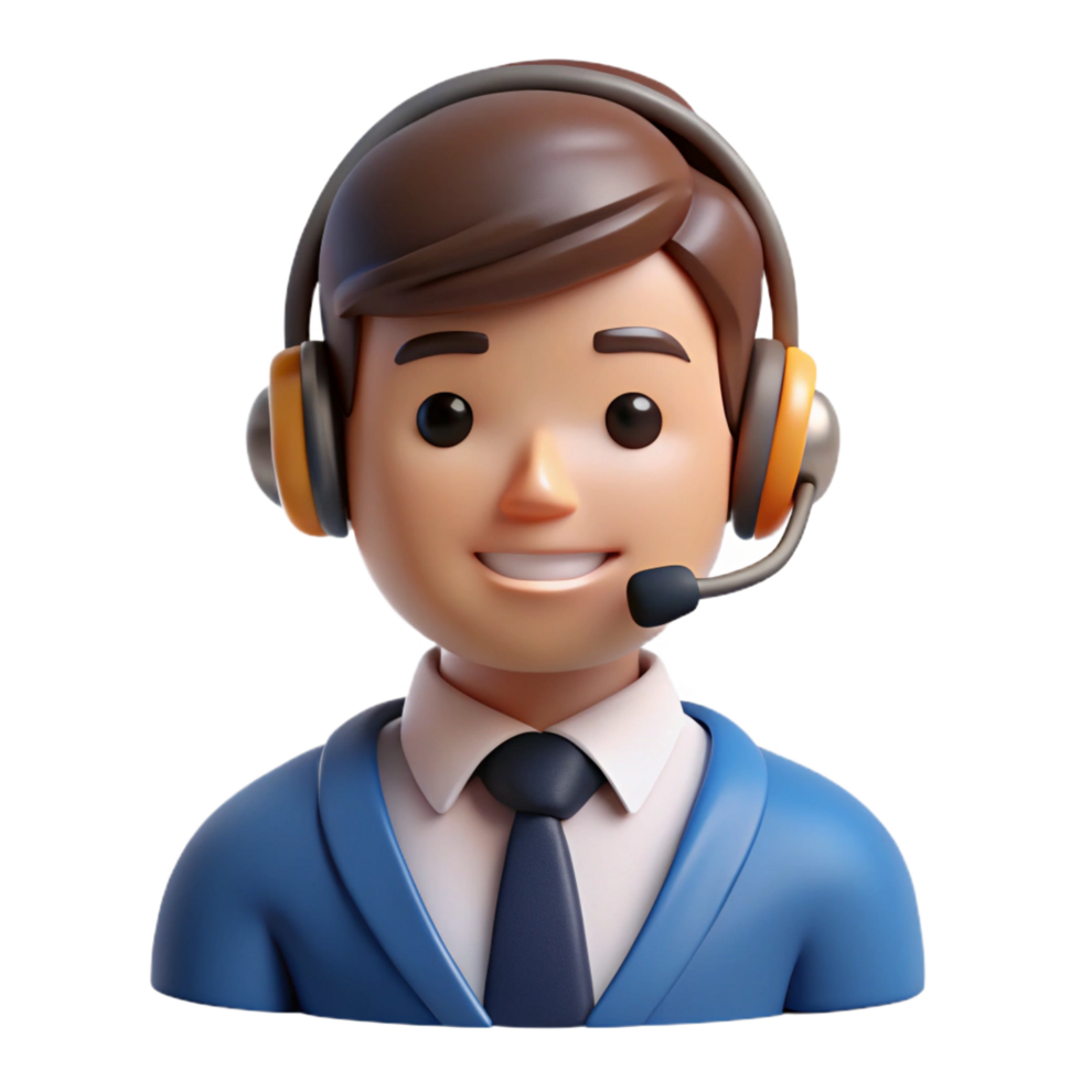 dramatic artistic Customer service representative with headset, detailed png