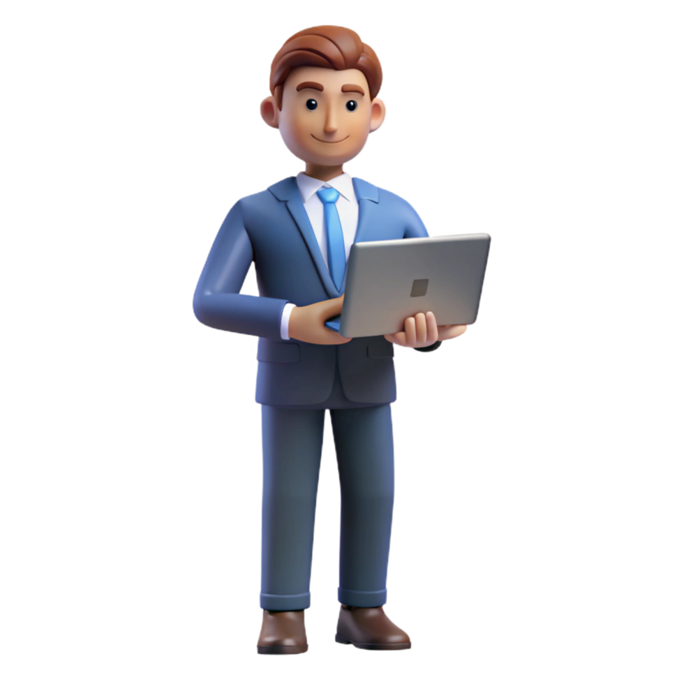 wonderful modern Marketing manager with laptop, authentic png