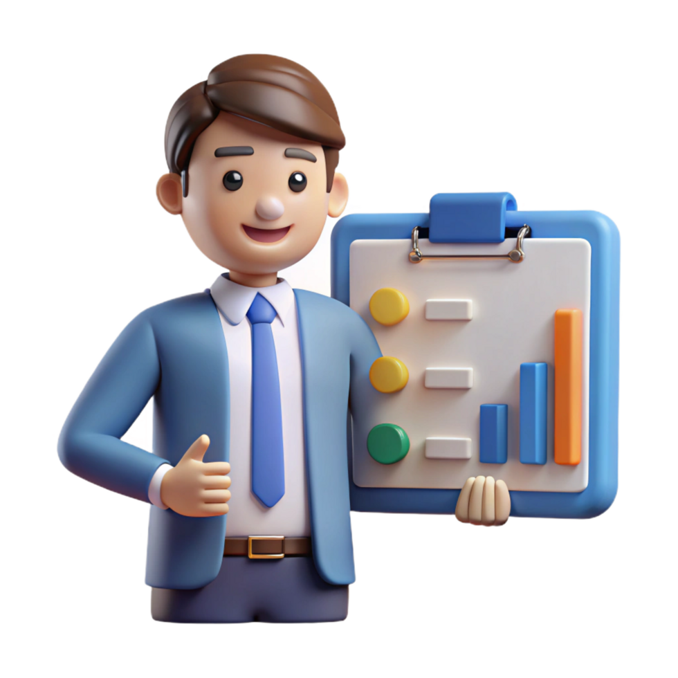 dramatic contemporary Project manager with Gantt chart, authentic png