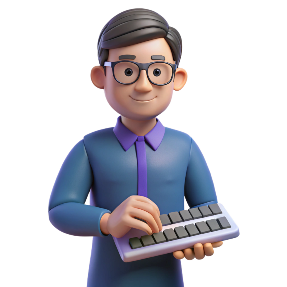 elegant creative Software engineer with keyboard, premium png