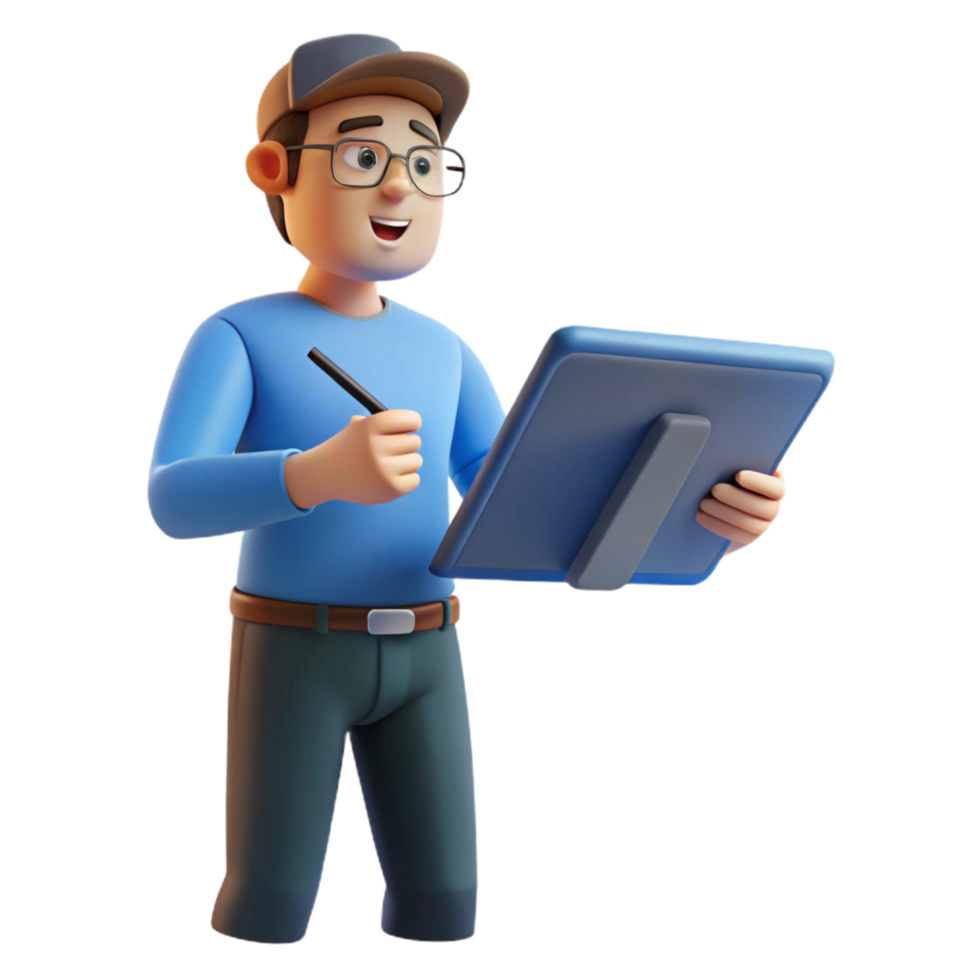 dramatic classic Graphic designer with drawing tablet, high quality png