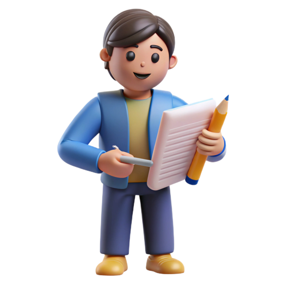 magnificent artistic Writer with pen and paper, professional png