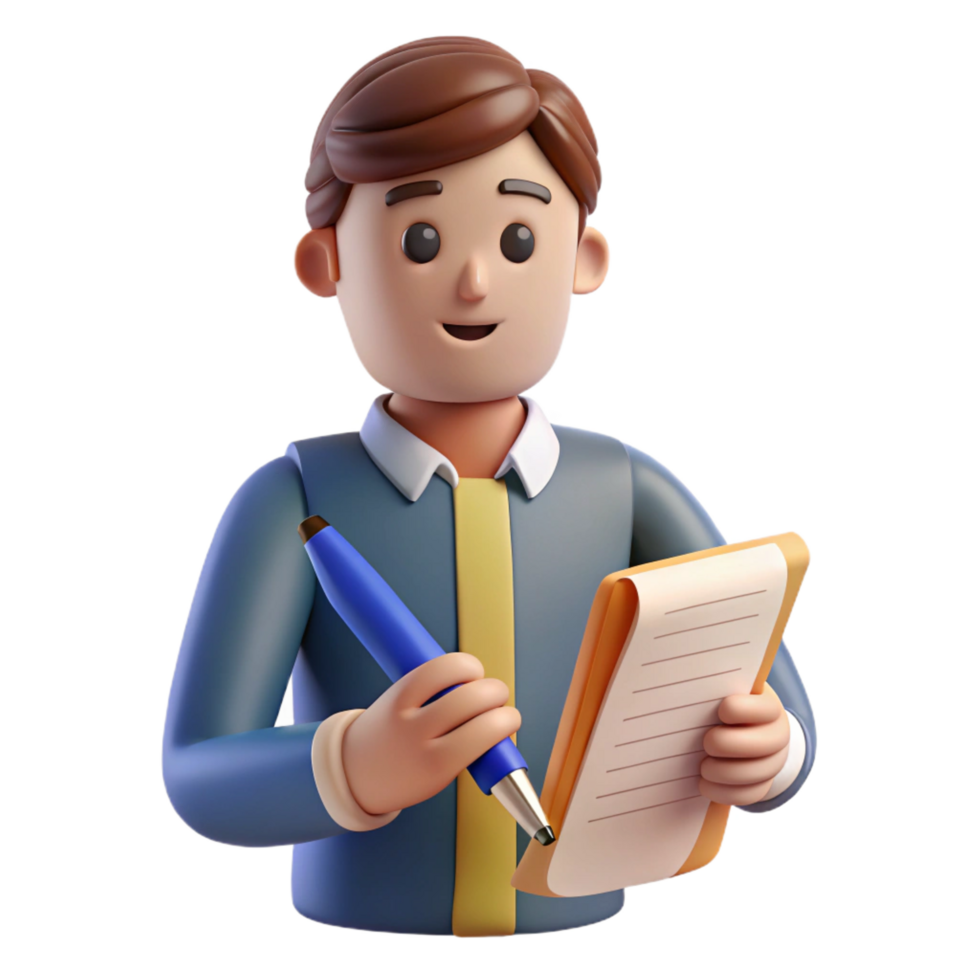 beautiful contemporary Writer with pen and paper, exclusive png