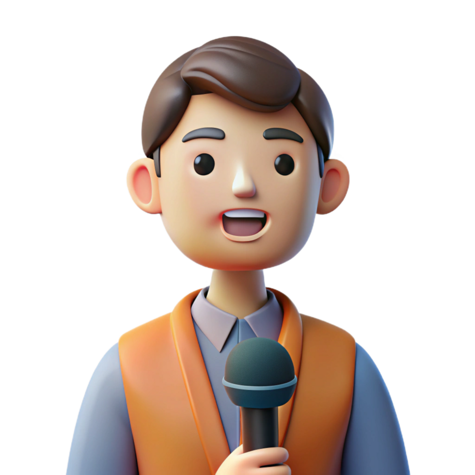 beautiful vintage Journalist with microphone, exclusive png