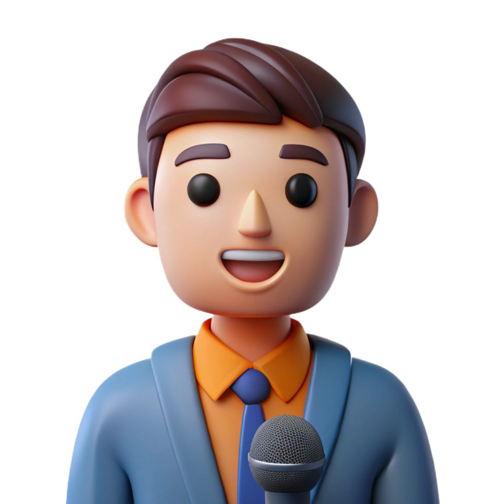 vibrant artistic Journalist with microphone, genuine png