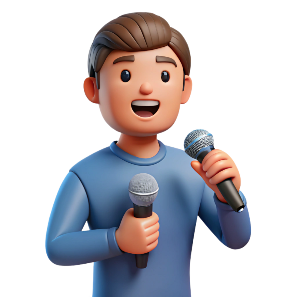 impressive modern Singer holding microphone, professional png