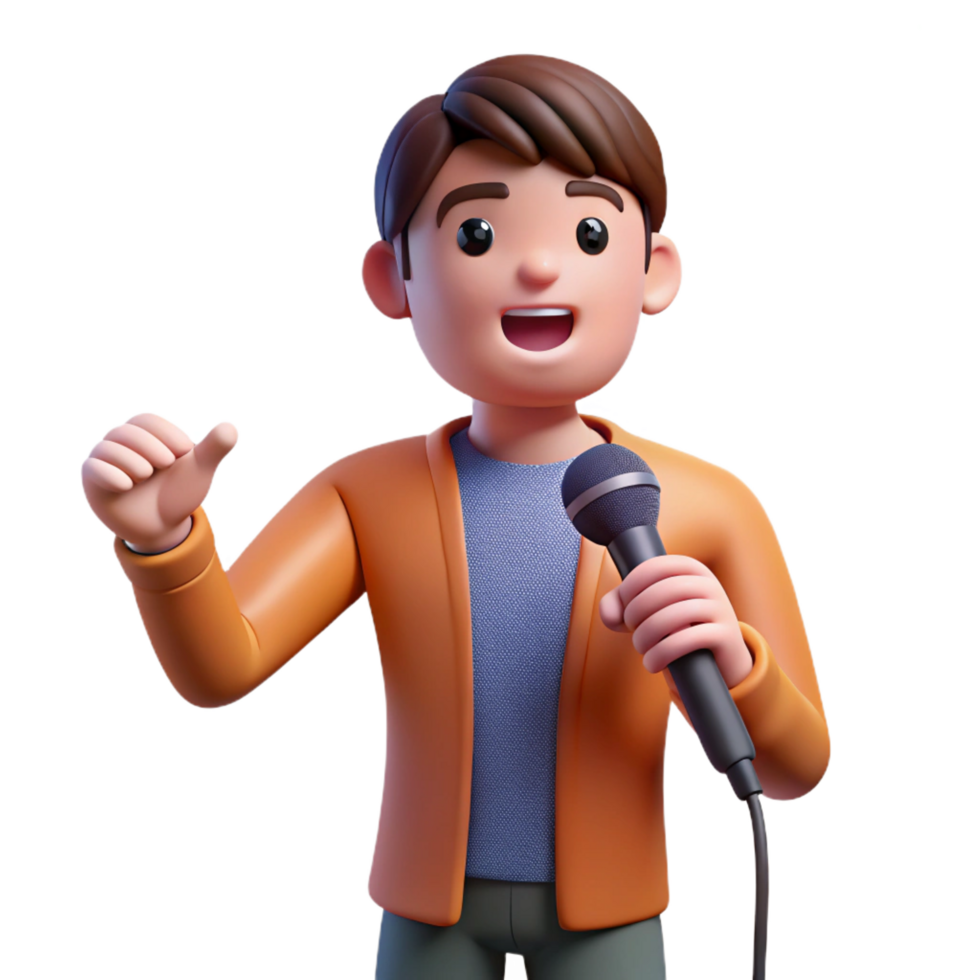 impressive rustic Singer holding microphone, exclusive png