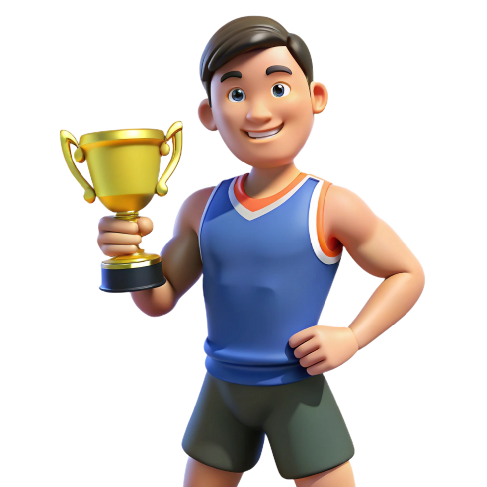 stunning artistic Athlete holding trophy, premium png