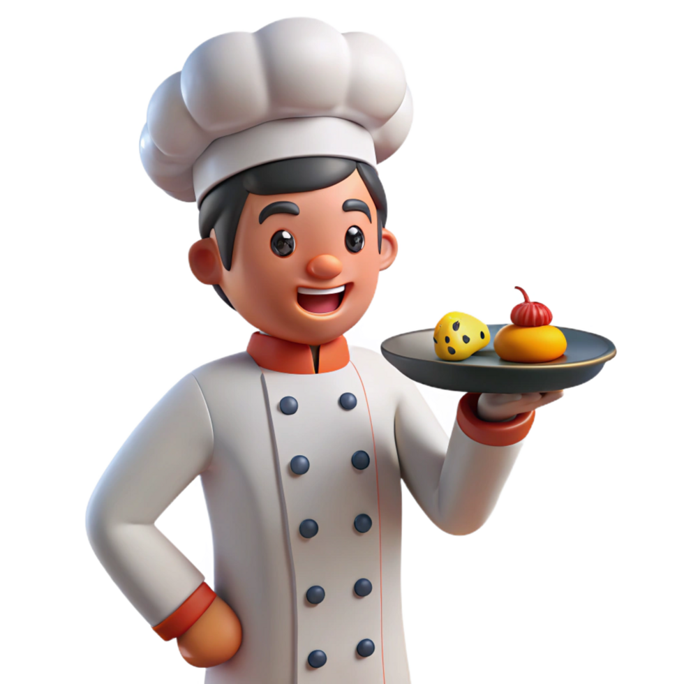 extraordinary modern Chef holding a plate of food, high resolution png