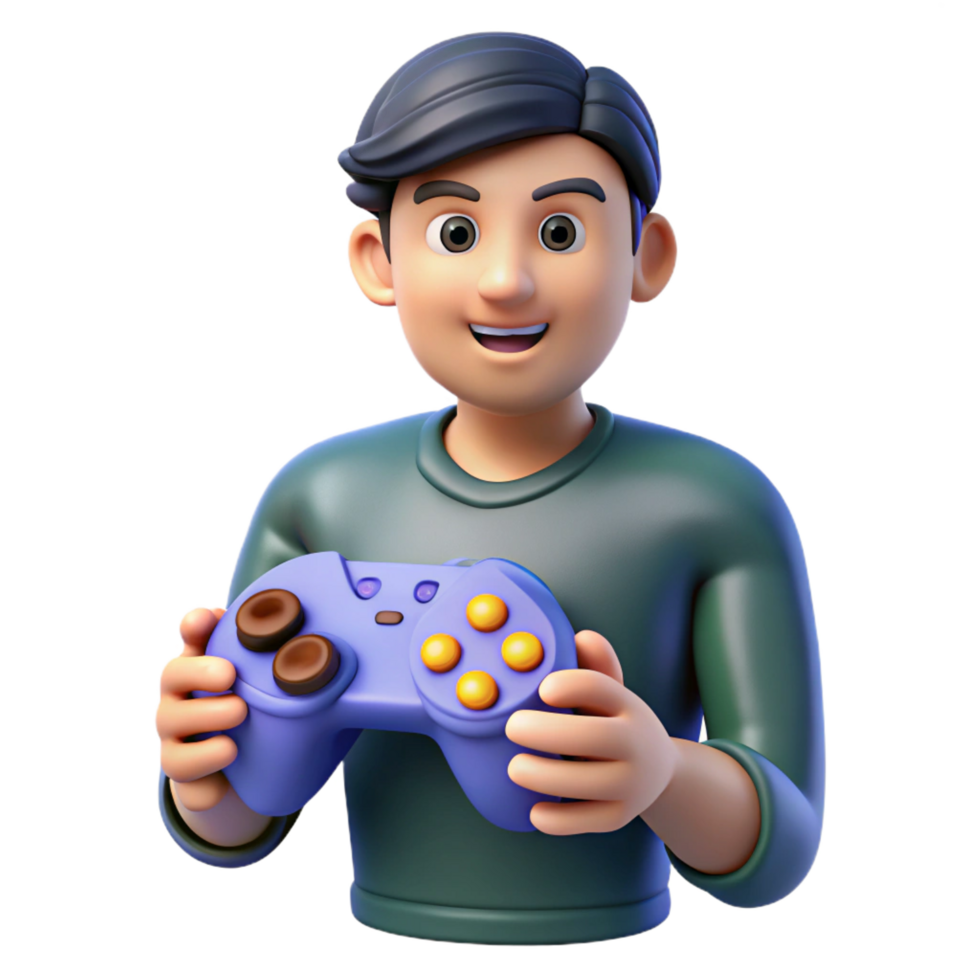 stunning modern Gamer with game controller, premium png