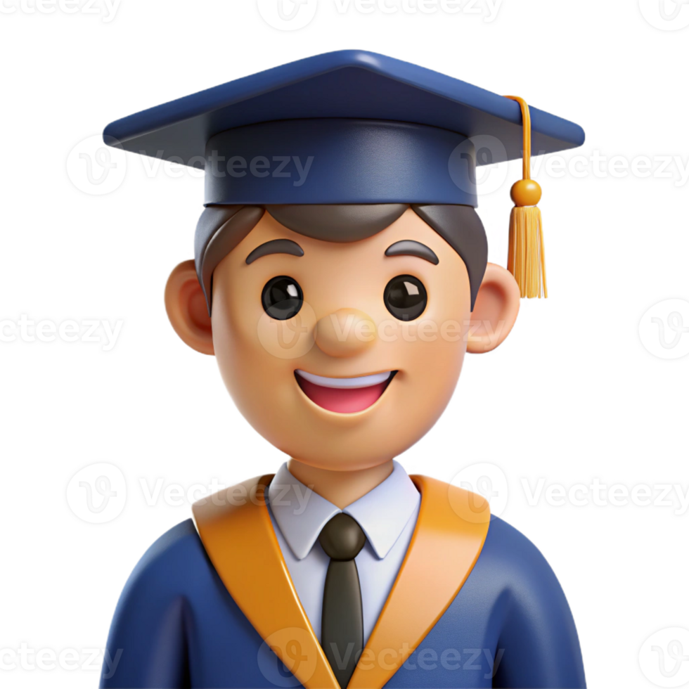 elegant contemporary Happy graduate in cap and gown authentic png