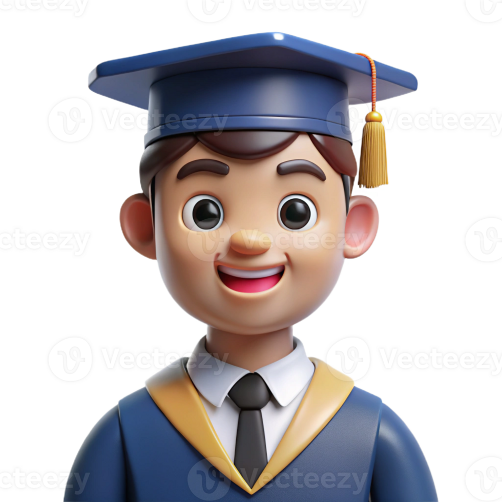 impressive artistic Happy graduate in cap and gown professional png
