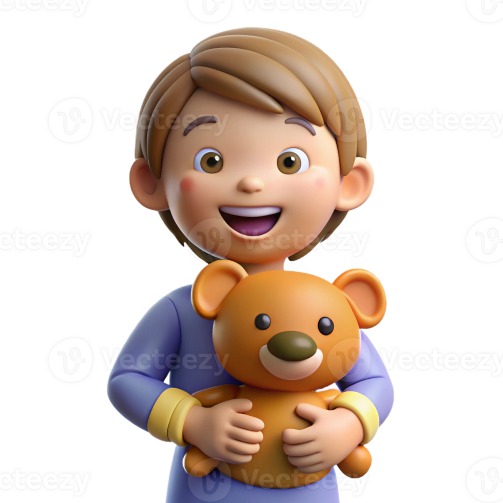 wonderful classic Smiling child holding a teddy bear genuine png