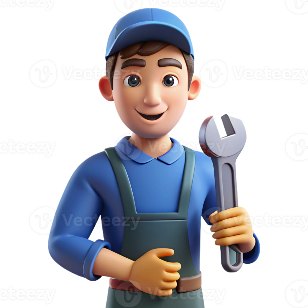 extraordinary modern Mechanic holding a wrench exclusive png