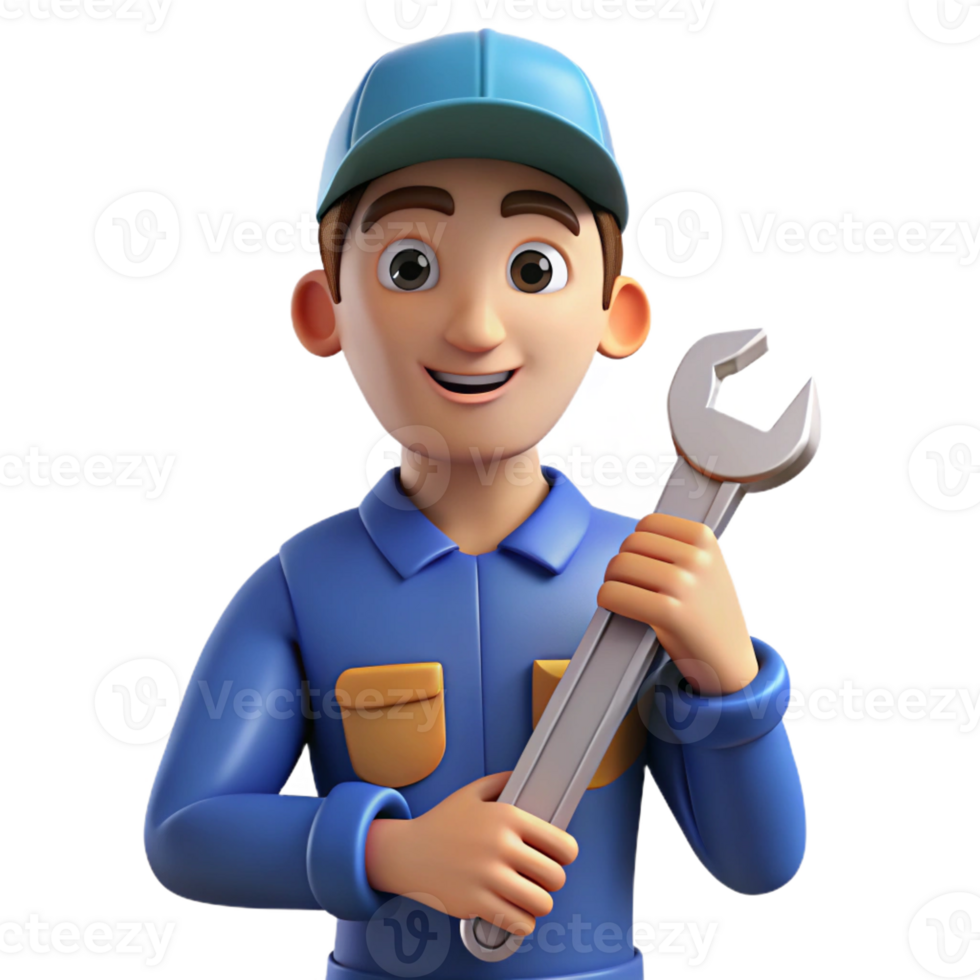 magnificent rustic Mechanic holding a wrench 4K png