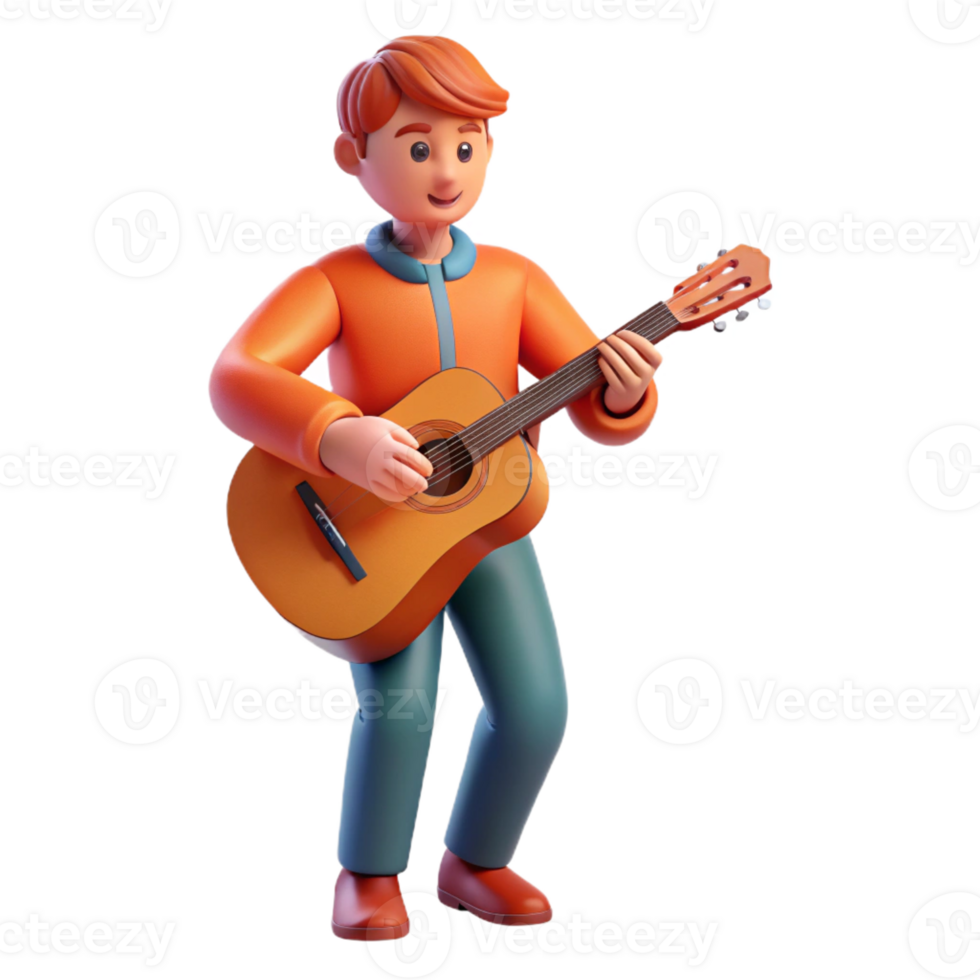wonderful minimalist Musician playing a guitar detailed png