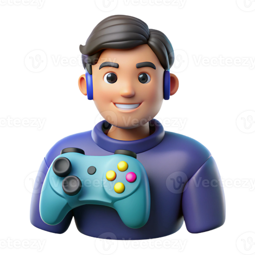 vibrant creative Gamer with a gaming controller high quality png