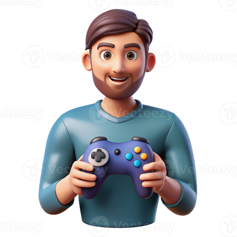 wonderful rustic Gamer with a gaming controller professional png