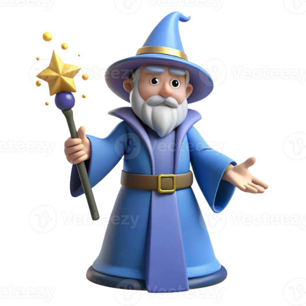 stunning artistic Wizard holding a magic wand high resolution png